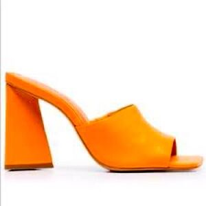 Schutz orange mule style sandals